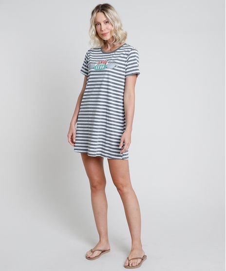 Camisola-Feminina-Central-Perk-Friends-Listrada-Manga-Curta-Cinza-Mescla-Escuro-9876305-Cinza_Mescla_Escuro_1