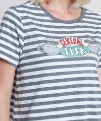 Camisola-Feminina-Central-Perk-Friends-Listrada-Manga-Curta-Cinza-Mescla-Escuro-9876305-Cinza_Mescla_Escuro_3