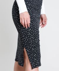 Saia-Feminina-Midi-Estampada-de-Poa-com-Fendas-Preta-9880387-Preto_4