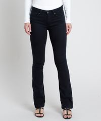 Calca-de-Sarja-Feminina-Boot-Cut-Cintura-Media-Preta-9864571-Preto_1