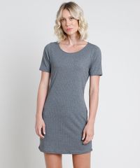 Vestido-Feminino-Curto-Canelado-Manga-Curta-Cinza-Mescla-Escuro-9872910-Cinza_Mescla_Escuro_1