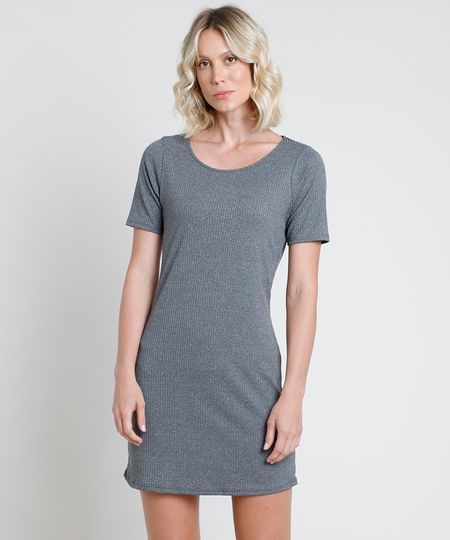 Vestido-Feminino-Curto-Canelado-Manga-Curta-Cinza-Mescla-Escuro-9872910-Cinza_Mescla_Escuro_1