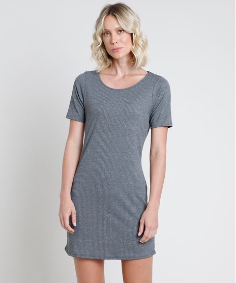 Vestido-Feminino-Curto-Canelado-Manga-Curta-Cinza-Mescla-Escuro-9872910-Cinza_Mescla_Escuro_1