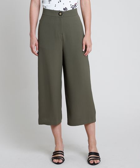 calça pantacourt verde militar