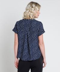 Camisa-Feminina-Estampada-de-Poa-com-Martingale-Manga-Curta-Azul-Marinho-9822190-Azul_Marinho_2