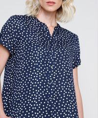Camisa-Feminina-Estampada-de-Poa-com-Martingale-Manga-Curta-Azul-Marinho-9822190-Azul_Marinho_4