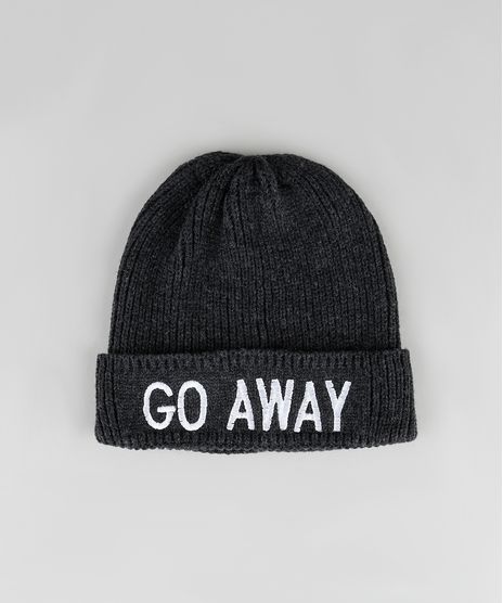 Gorro-Unissex-em-Trico-com-Bordado--Go-Away--Cinza-Mescla-Escuro-8903307-Cinza_Mescla_Escuro_1