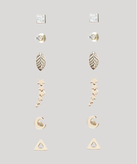 Kit-de-6-Brincos-Femininos-Dourado-9876230-Dourado_1
