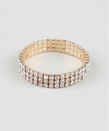 Pulseira-Feminina-com-Strass-Dourada-9860341-Dourado_1