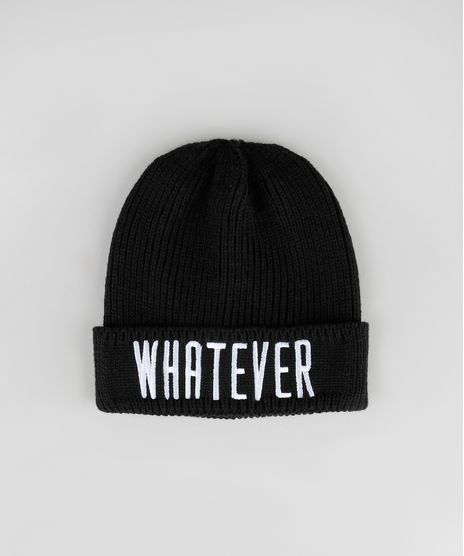 Gorro-Unissex-em-Trico-com-Bordado--Whatever--Preto-9801875-Preto_1