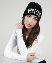 Gorro-Unissex-em-Trico-com-Bordado--Whatever--Preto-9801875-Preto_2