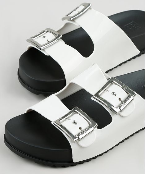 sandalia birken feminina branca