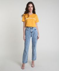 T-Shirt-Feminina-Mindset--Sweeter-Than-Honey--Manga-Curta-Decote-Redondo-Mostarda-9937836-Mostarda_3
