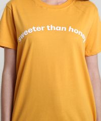 T-Shirt-Feminina-Mindset--Sweeter-Than-Honey--Manga-Curta-Decote-Redondo-Mostarda-9937836-Mostarda_4