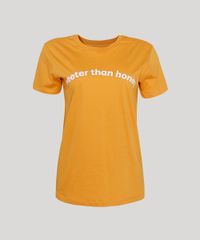 T-Shirt-Feminina-Mindset--Sweeter-Than-Honey--Manga-Curta-Decote-Redondo-Mostarda-9937836-Mostarda_5