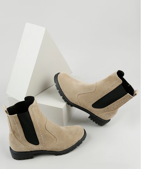 Bota-Feminina-Oneself-Chelsea-Cano-Curto-Bico-Redondo-com-Tachas-Bege-9919089-Bege_1