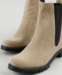 Bota-Feminina-Oneself-Chelsea-Cano-Curto-Bico-Redondo-com-Tachas-Bege-9919089-Bege_3
