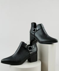 Bota-Feminina-Oneself-Country-Cano-Curto-Bico-Fino-Salto-Grosso-Medio-com-Vazado-e-Argola-Preta-9919090-Preto_1