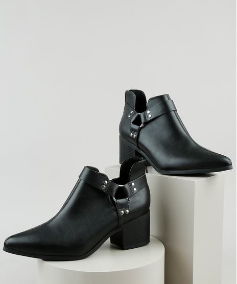 Bota-Feminina-Oneself-Country-Cano-Curto-Bico-Fino-Salto-Grosso-Medio-com-Vazado-e-Argola-Preta-9919090-Preto_1