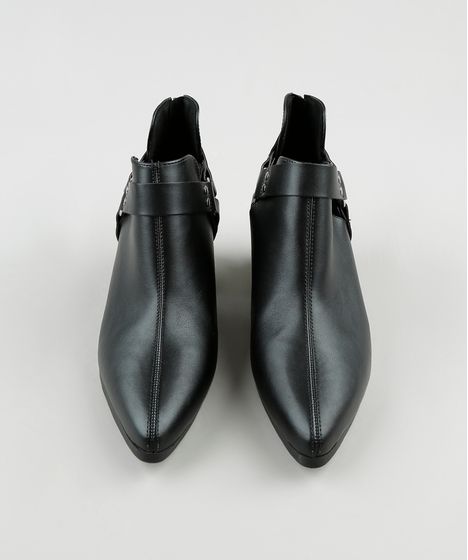 bota preta bico fino salto grosso