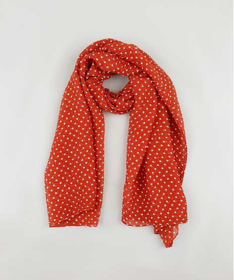 Lenco-Feminino-Plissado-Estampado-de-Poa-Cobre-9841632-Cobre_1