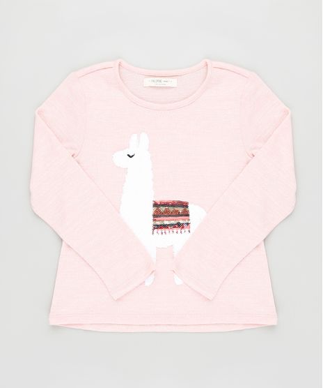 Blusa-Infantil-em-Trico-com-Lhama-e-Paete-Manga-Longa-Rosa-Claro-9797530-Rosa_Claro_1
