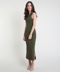 Vestido-Feminino-Mindset-Midi-Canelado-com-Fendas-Sem-Manga-Verde-Militar-9944684-Verde_Militar_3