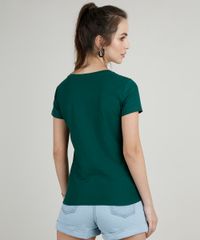 Blusa-Feminina-Basica-Flame-Manga-Curta-Decote-V-Verde-Escuro-8525926-Verde_Escuro_2