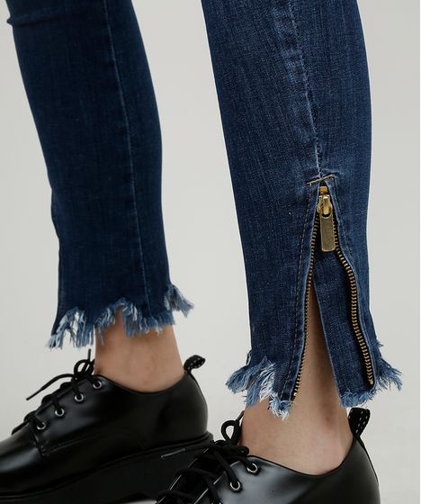 calça oxford cintura alta