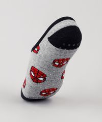 Meia-Infantil-Sapatilha-Homem-Aranha-Estampada-Atoalhada-Cinza-Mescla-9932601-Cinza_Mescla_2