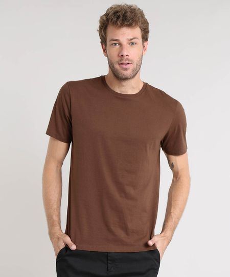 Camiseta-Masculina-Basica-Manga-Curta-Gola-Careca-Marrom-9451466-Marrom_1