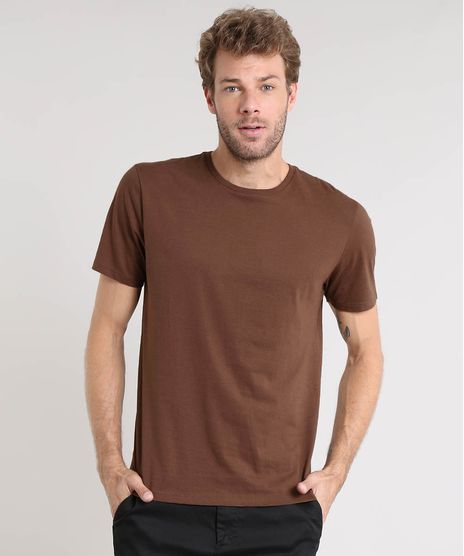 Camiseta-Masculina-Basica-Manga-Curta-Gola-Careca-Marrom-9451466-Marrom_1