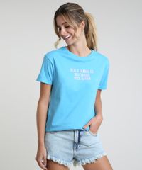 Blusa-Feminina--Seja-o-Padrao-de-Beleza-Que-Voce-Quiser--Manga-Curta-Decote-Redondo-Azul-9897581-Azul_1