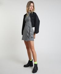 Saia-Feminina-Curta-Cargo-Transpassada-Estampada-Pied-de-Poule-Preta-9897498-Preto_3