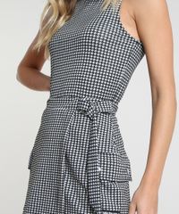 Saia-Feminina-Curta-Cargo-Transpassada-Estampada-Pied-de-Poule-Preta-9897498-Preto_4