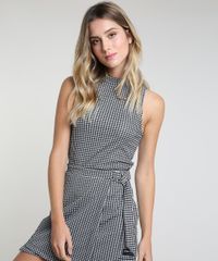 Saia-Feminina-Curta-Cargo-Transpassada-Estampada-Pied-de-Poule-Preta-9897498-Preto_5