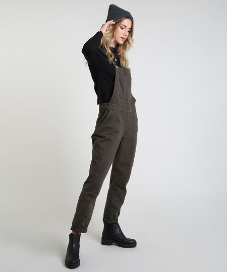 Macacao-de-Sarja-Feminino-com-Bolsos-e-Barra-Dobrada-Verde-Escuro-9862476-Verde_Escuro_1