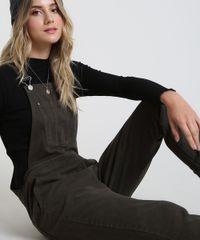 Macacao-de-Sarja-Feminino-com-Bolsos-e-Barra-Dobrada-Verde-Escuro-9862476-Verde_Escuro_5