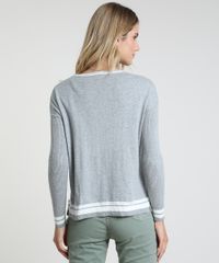 Sueter-Feminino-em-Trico-com-Listras-Decote-Redondo-Cinza-Mescla-9793676-Cinza_Mescla_2
