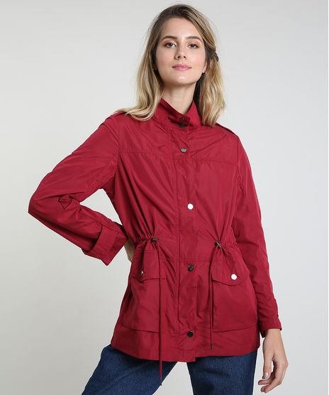 Parka-Feminina-em-Nylon-com-Bolsos-e-Ziper-Vinho-9817770-Vinho_1