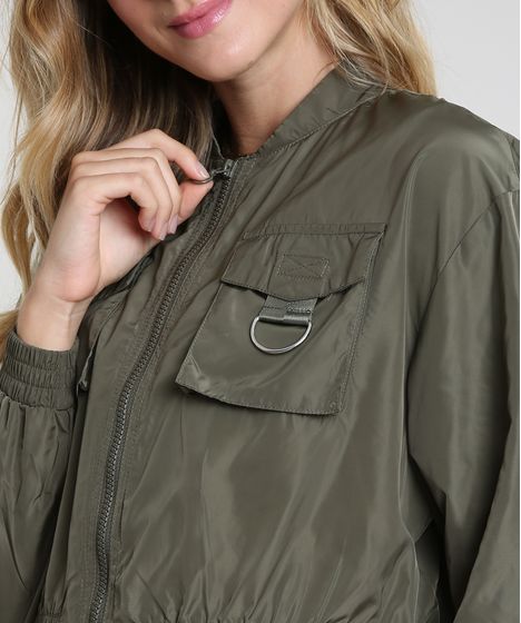 jaqueta bomber militar feminina