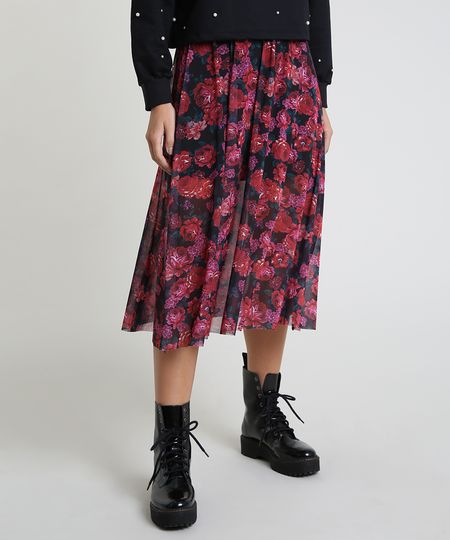 Saia-Feminina-Midi-em-Tule-Estampada-Floral-Preta-9892605-Preto_1 Saia-Feminina-Midi-em-Tule-Estampada-Floral-Preta-9892605-Preto_1