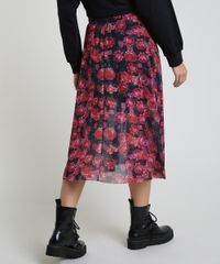 Saia-Feminina-Midi-em-Tule-Estampada-Floral-Preta-9892605-Preto_2