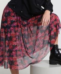 Saia-Feminina-Midi-em-Tule-Estampada-Floral-Preta-9892605-Preto_5