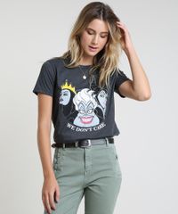 Blusa-Feminina-Vilas-Disney-Manga-Curta-Decote-Redondo-Cinza-Mescla-Escuro-9904193-Cinza_Mescla_Escuro_1