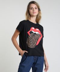 Blusa-Feminina-de-Banda-The-Rolling-Stones-Animal-Print-Onca-Manga-Curta-Decote-Redondo-Preta-9894319-Preto_1