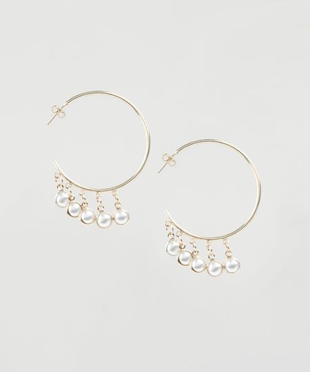 Brinco-Feminino-de-Argola-Folheado-com-Perolas-Dourado-9883557-Dourado_1