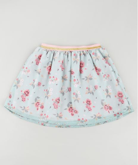 Saia-Infantil-Estampada-Floral-com-Lurex-Verde-Claro-9896937-Verde_Claro_1