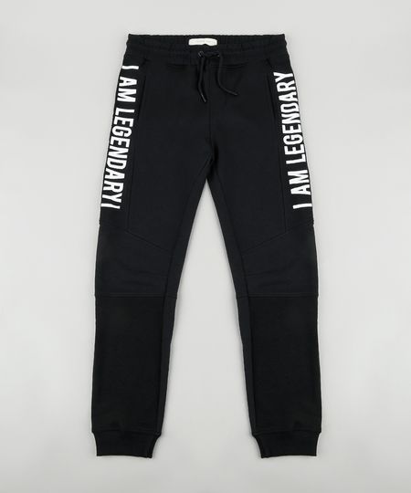 Calca-Infantil-Jogger-em-Moletom-Felpado--I-Am-Legendary--com-Bolsos-Preta-9799885-Preto_1