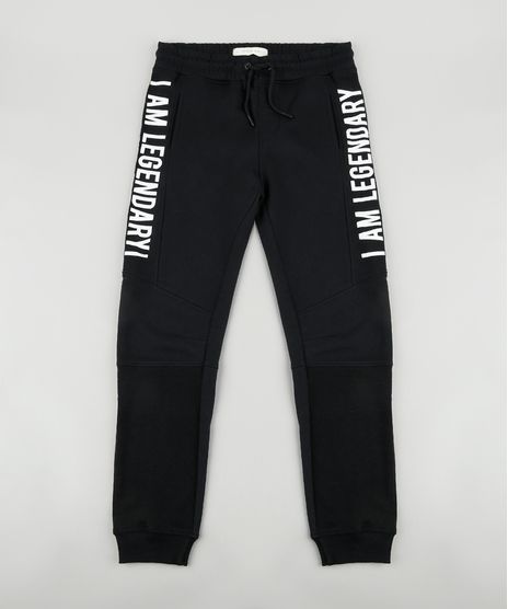 Calca-Infantil-Jogger-em-Moletom-Felpado--I-Am-Legendary--com-Bolsos-Preta-9799885-Preto_1
